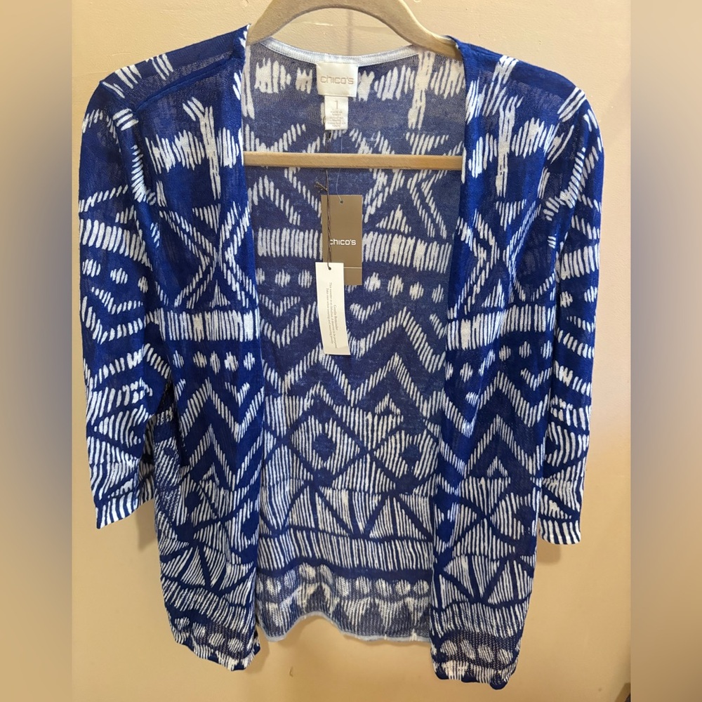 NWT CHICO TRIBAL DIAMOND NATALIE CARDIGAN SWEATER 3/4 SLEEVE SIZE 1 MSRP $99.00 - Picture 2 of 7